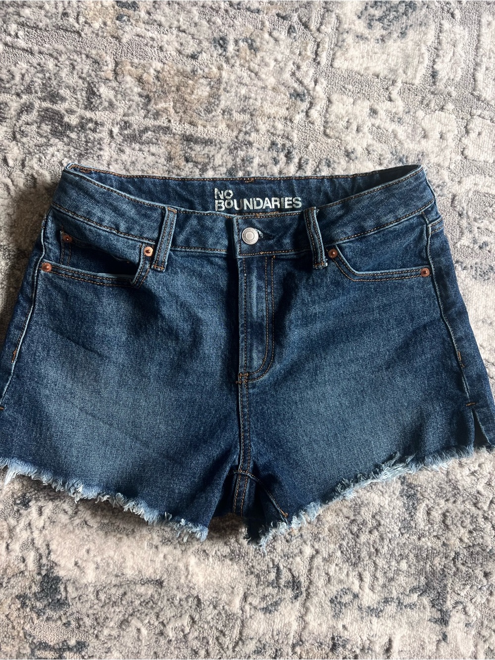 No Boundaries Indigo Denim Frayed Hem Women's Shorts